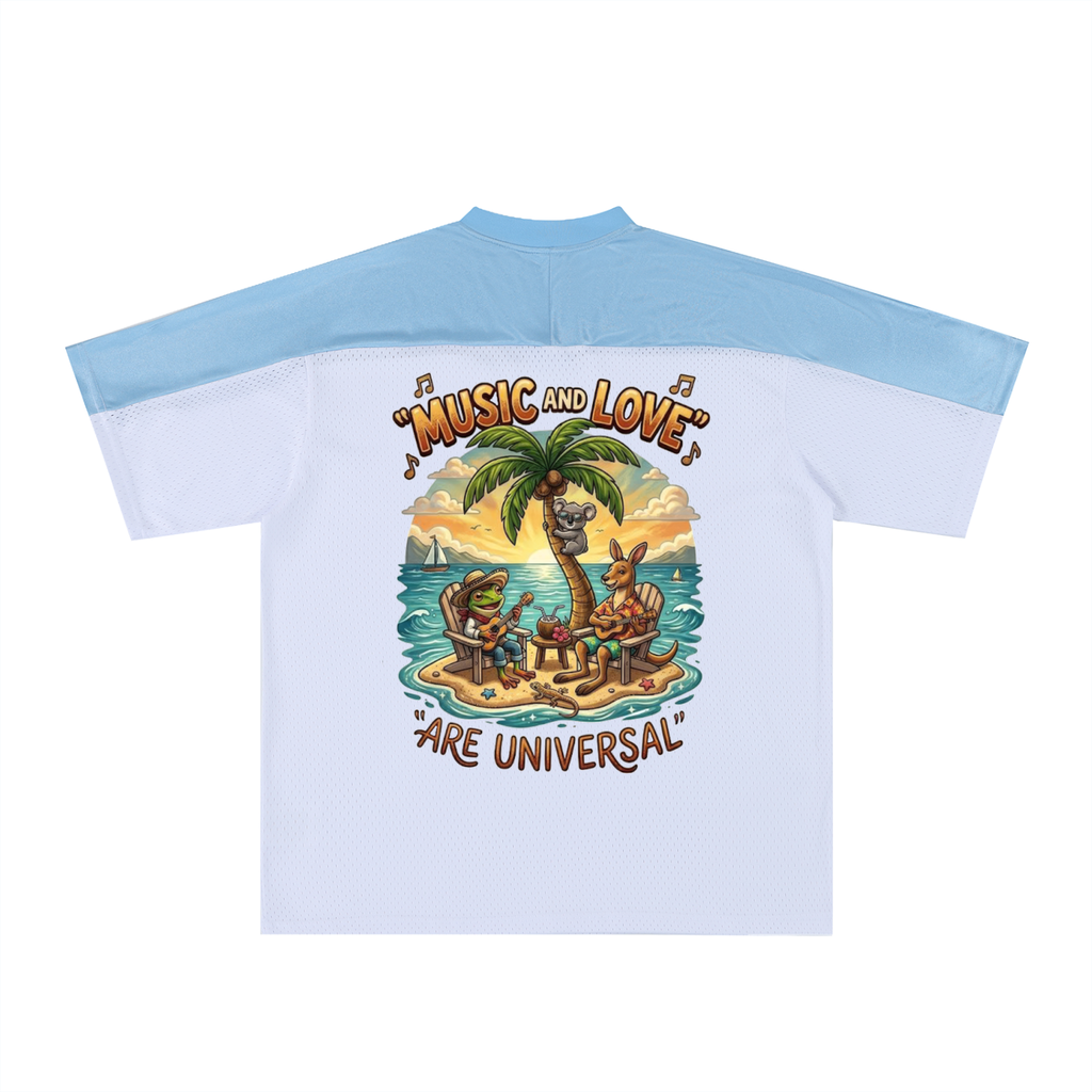 Music & Love Are Universal – Puerto Rico x Australia Tribute Oversized Mesh V-Neck Soccer Jersey