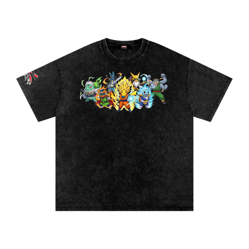Pocket Saiyan: Battle Evolution  Snow Washed Oversized Cotton T-Shirt