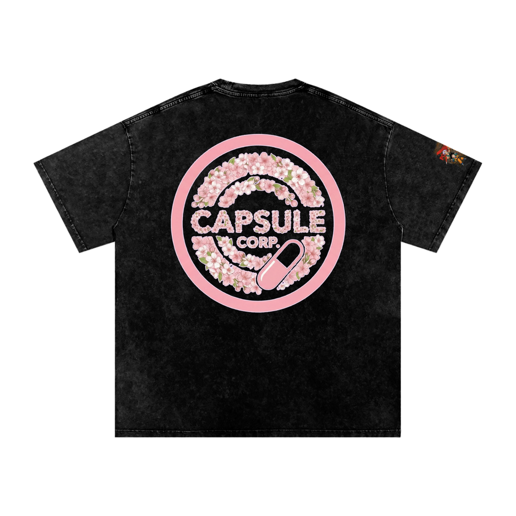Blossoms of Royal Resolve: Vegetas Pride  Mens Snow Washed Oversized Cotton T-Shirt