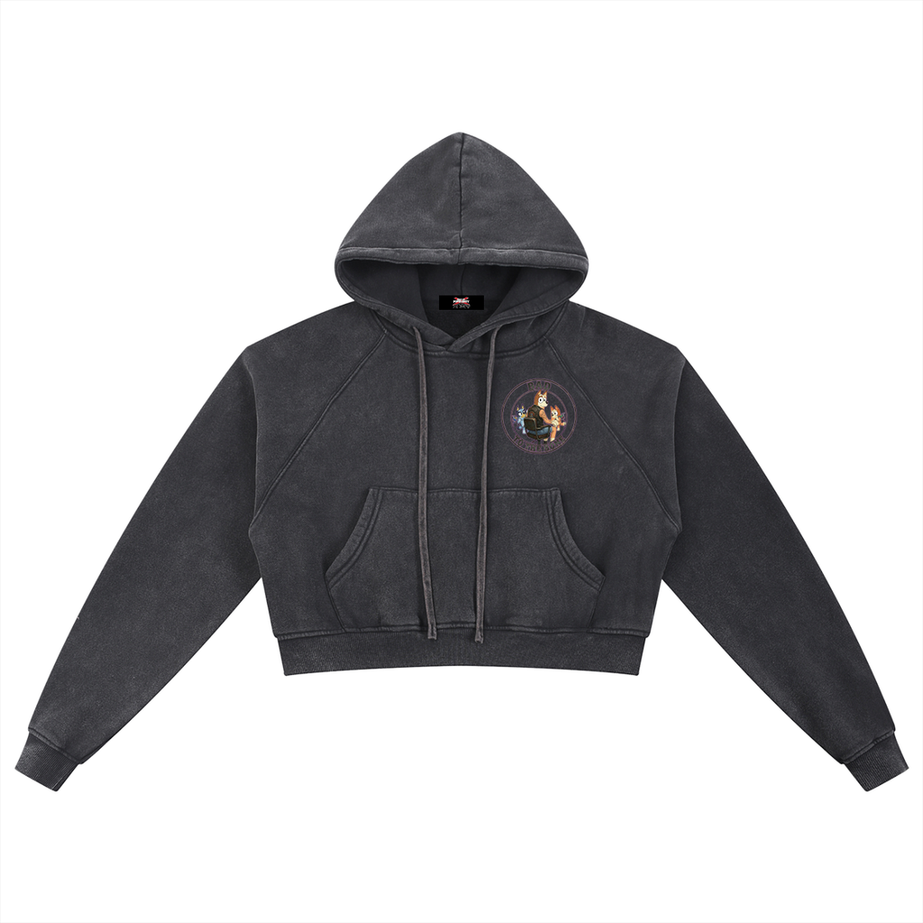 Bad to the Bone Chilli Snow Washed Cropped Hoodie