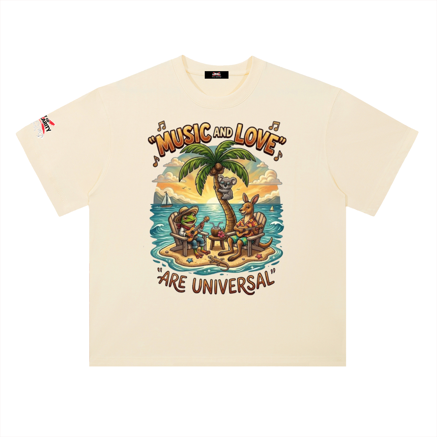 PREORDER: Music & Love Are Universal – Puerto Rico x Australia Tribute Tee (Heavyweight Drop Shoulder Cotton T-Shirt)