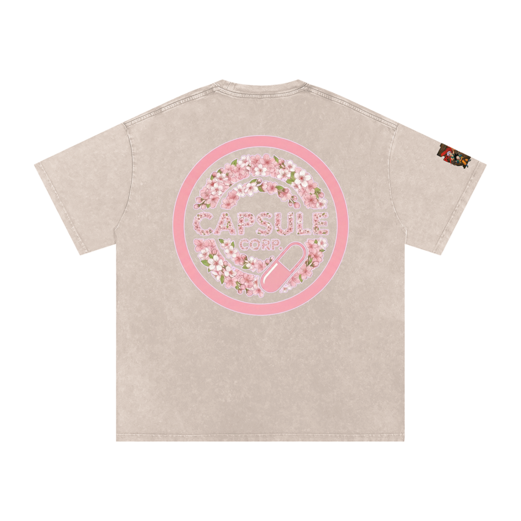 Blossoms of Royal Resolve: Vegetas Pride  Mens Snow Washed Oversized Cotton T-Shirt