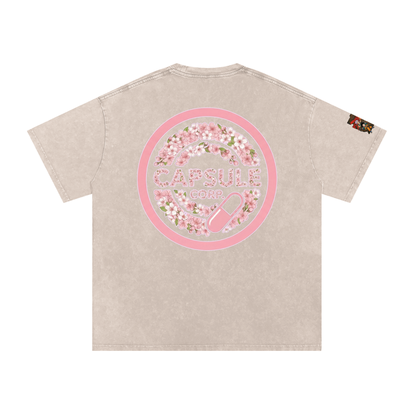 Blossoms of Royal Resolve: Vegetas Pride  Mens Snow Washed Oversized Cotton T-Shirt