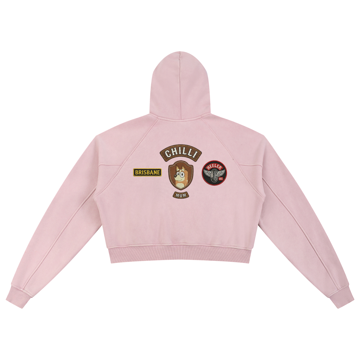 Bad to the Bone Chilli Snow Washed Cropped Hoodie