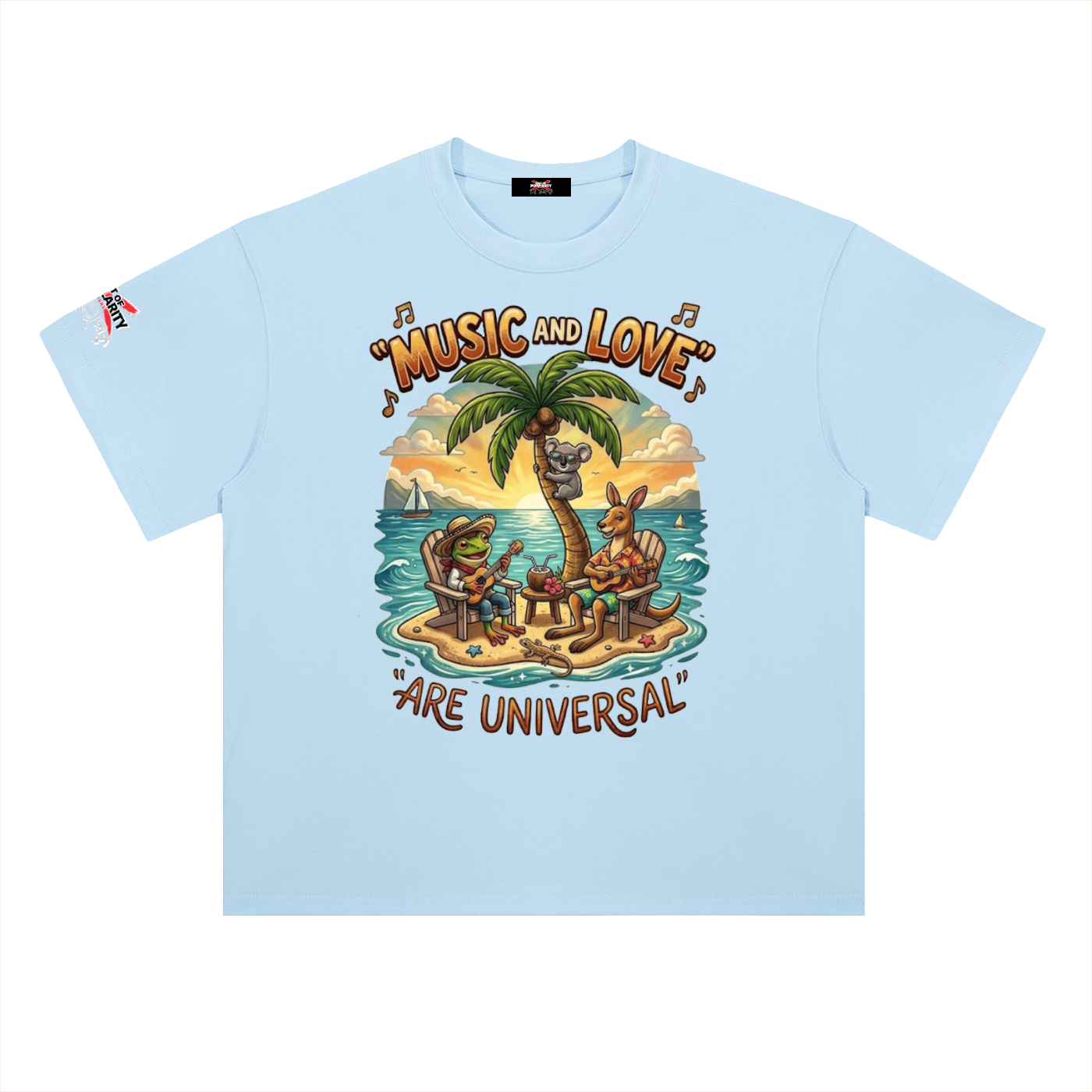PREORDER: Music & Love Are Universal – Puerto Rico x Australia Tribute Tee (Heavyweight Drop Shoulder Cotton T-Shirt)