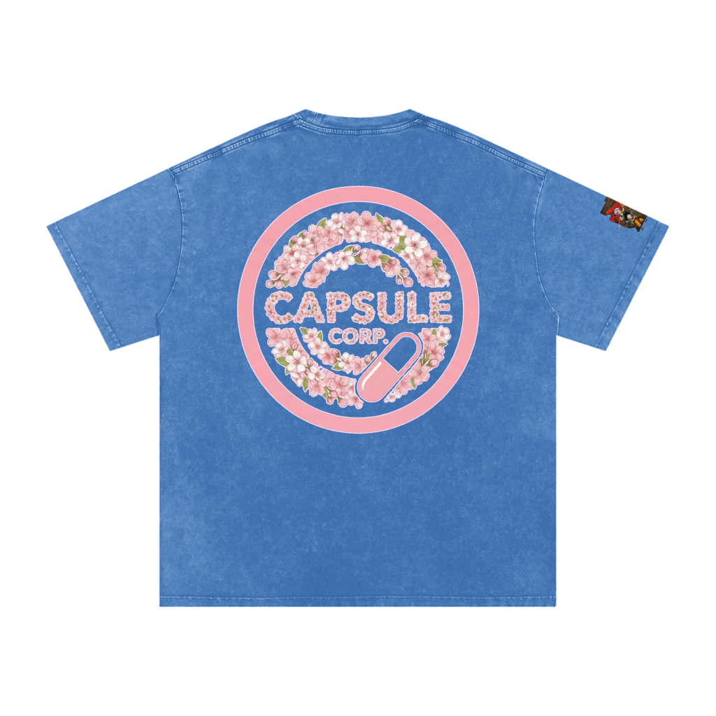 Blossoms of Royal Resolve: Vegetas Pride  Mens Snow Washed Oversized Cotton T-Shirt