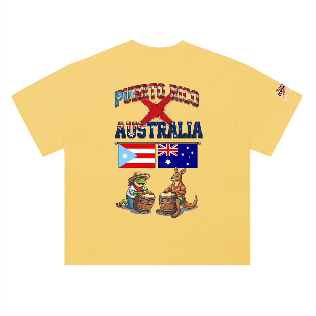 PREORDER: Music & Love Are Universal – Puerto Rico x Australia Tribute Tee (Heavyweight Drop Shoulder Cotton T-Shirt)