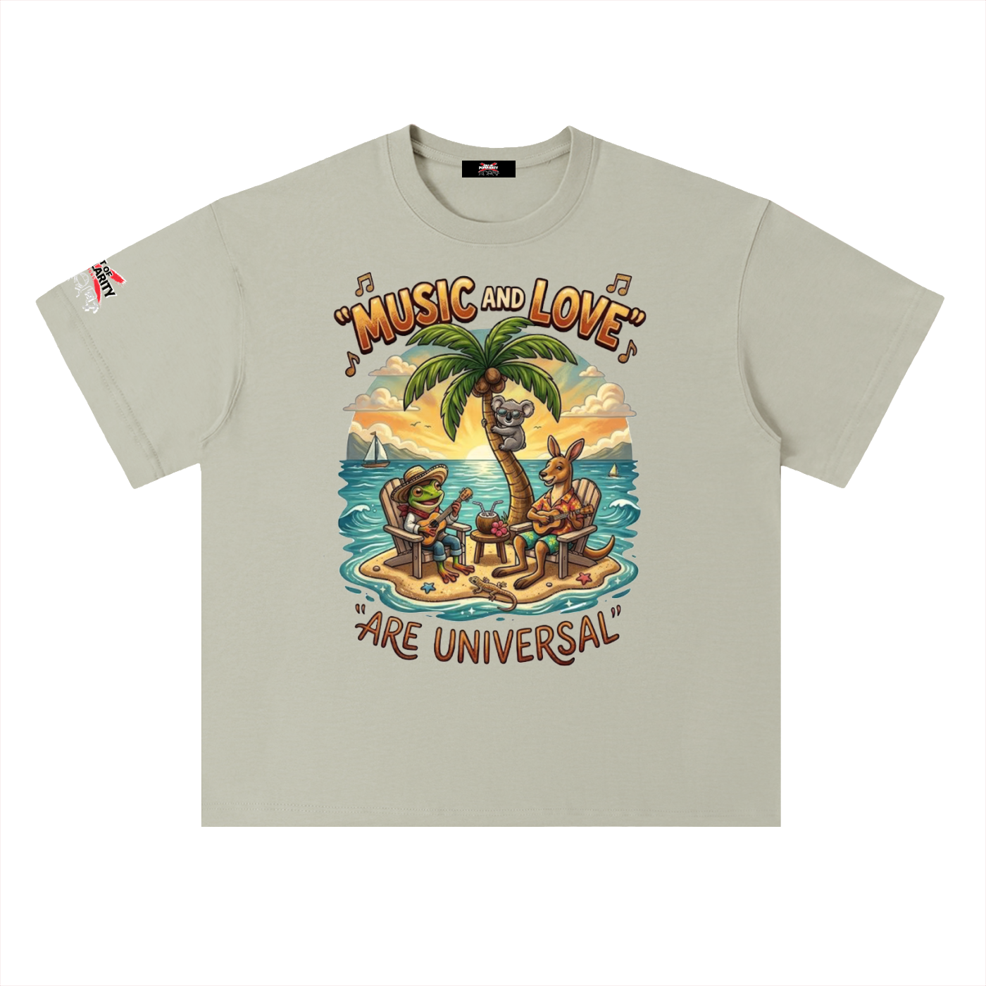 PREORDER: Music & Love Are Universal – Puerto Rico x Australia Tribute Tee (Heavyweight Drop Shoulder Cotton T-Shirt)