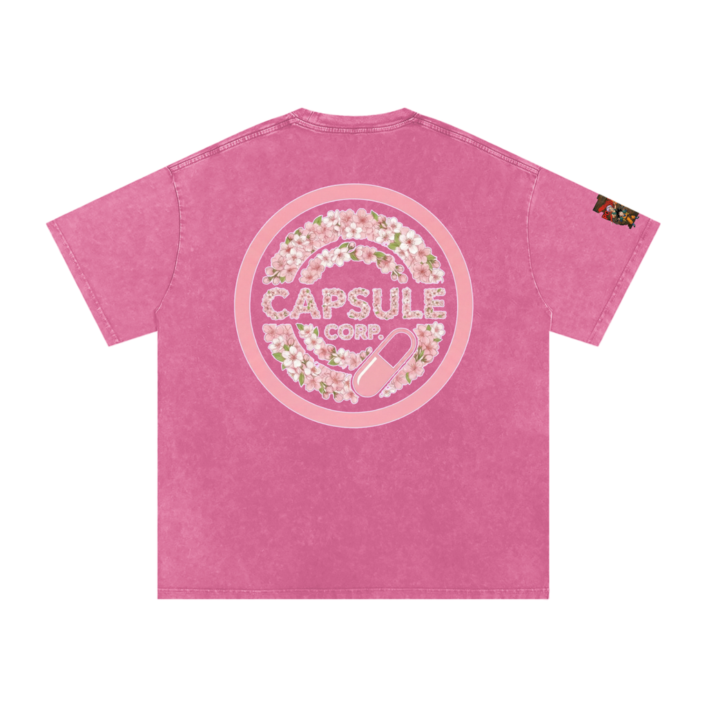 Blossoms of Royal Resolve: Vegetas Pride  Mens Snow Washed Oversized Cotton T-Shirt