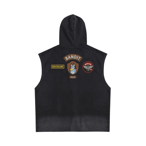 Bad to the Bone Bandit Vintage Washed Zip-Up Hooded Tank Top