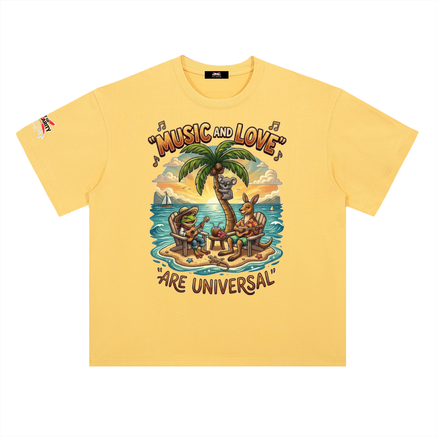 PREORDER: Music & Love Are Universal – Puerto Rico x Australia Tribute Tee (Heavyweight Drop Shoulder Cotton T-Shirt)