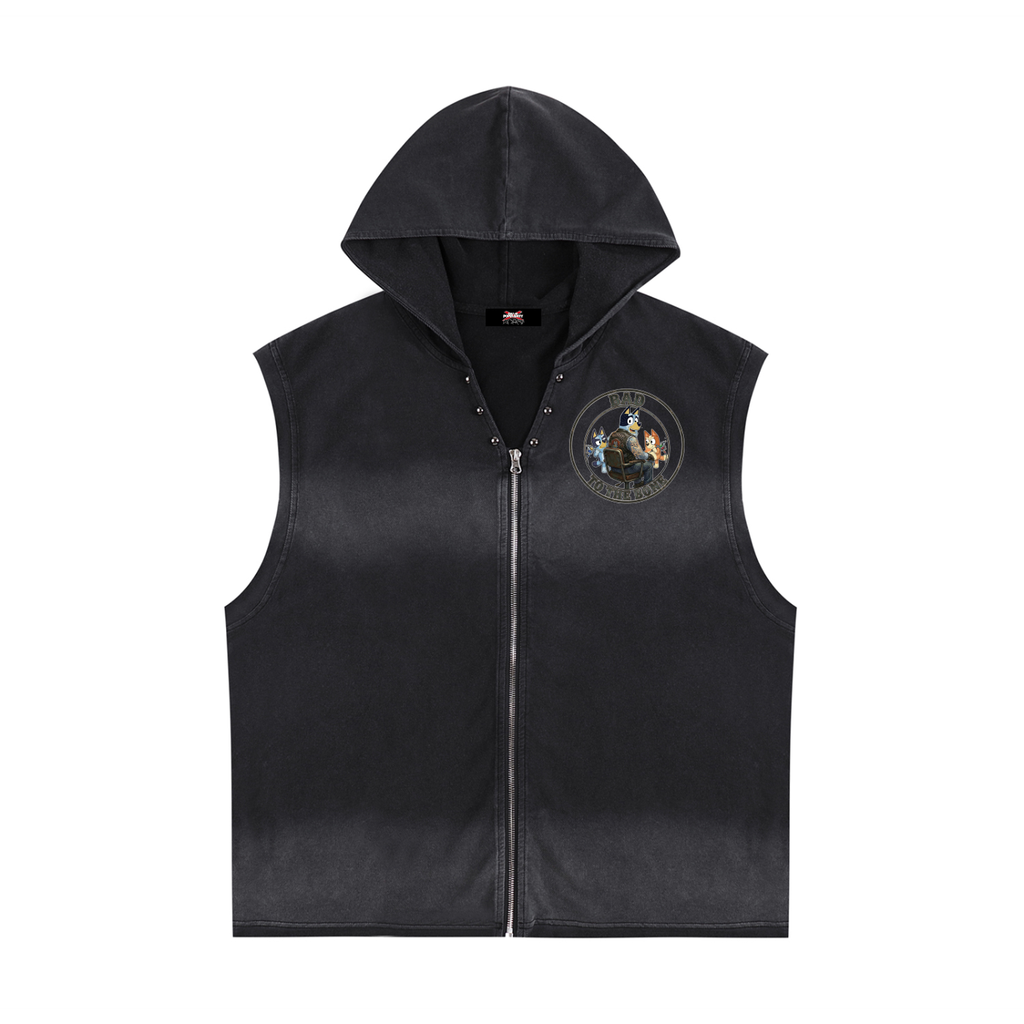 Bad to the Bone Bandit Vintage Washed Zip-Up Hooded Tank Top