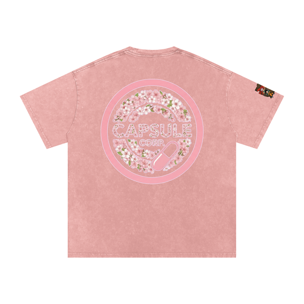 Blossoms of Royal Resolve: Vegetas Pride  Mens Snow Washed Oversized Cotton T-Shirt